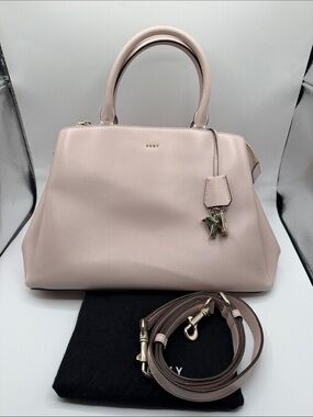 DKNY Pale Pink Saffiano Satchel with Gold Hardware